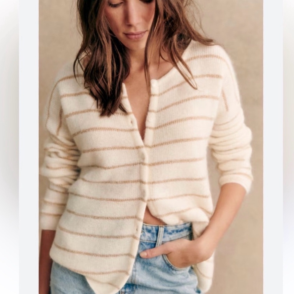 Sezane | Gaspard Cardigan in Ecru Gold, size medium - Picture 3 of 12